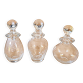 Toilet set / Trio of Baccarat crystal perfume bottles "St