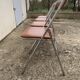 4 folding chairs chromed metal and Skaï fawn 1970