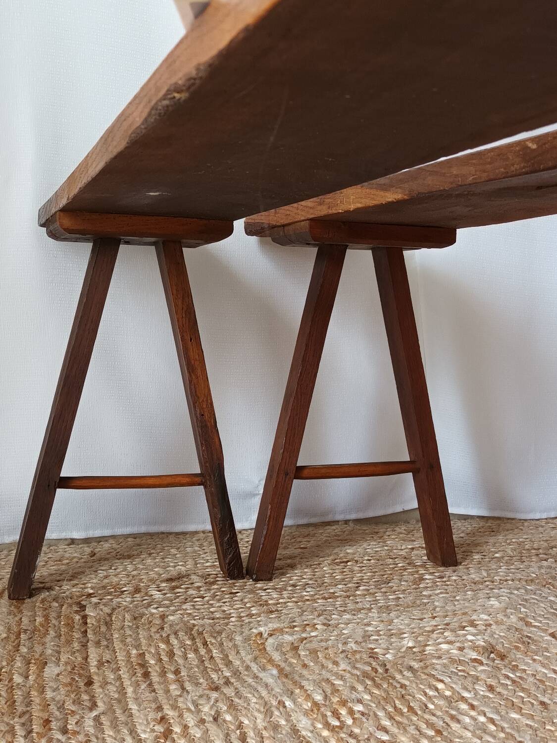 Pair of old oak country benches