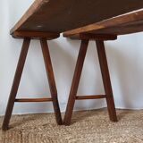 Pair of old oak country benches