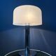 Space Age table lamp in chrome with white plexiglass mushroom shade.