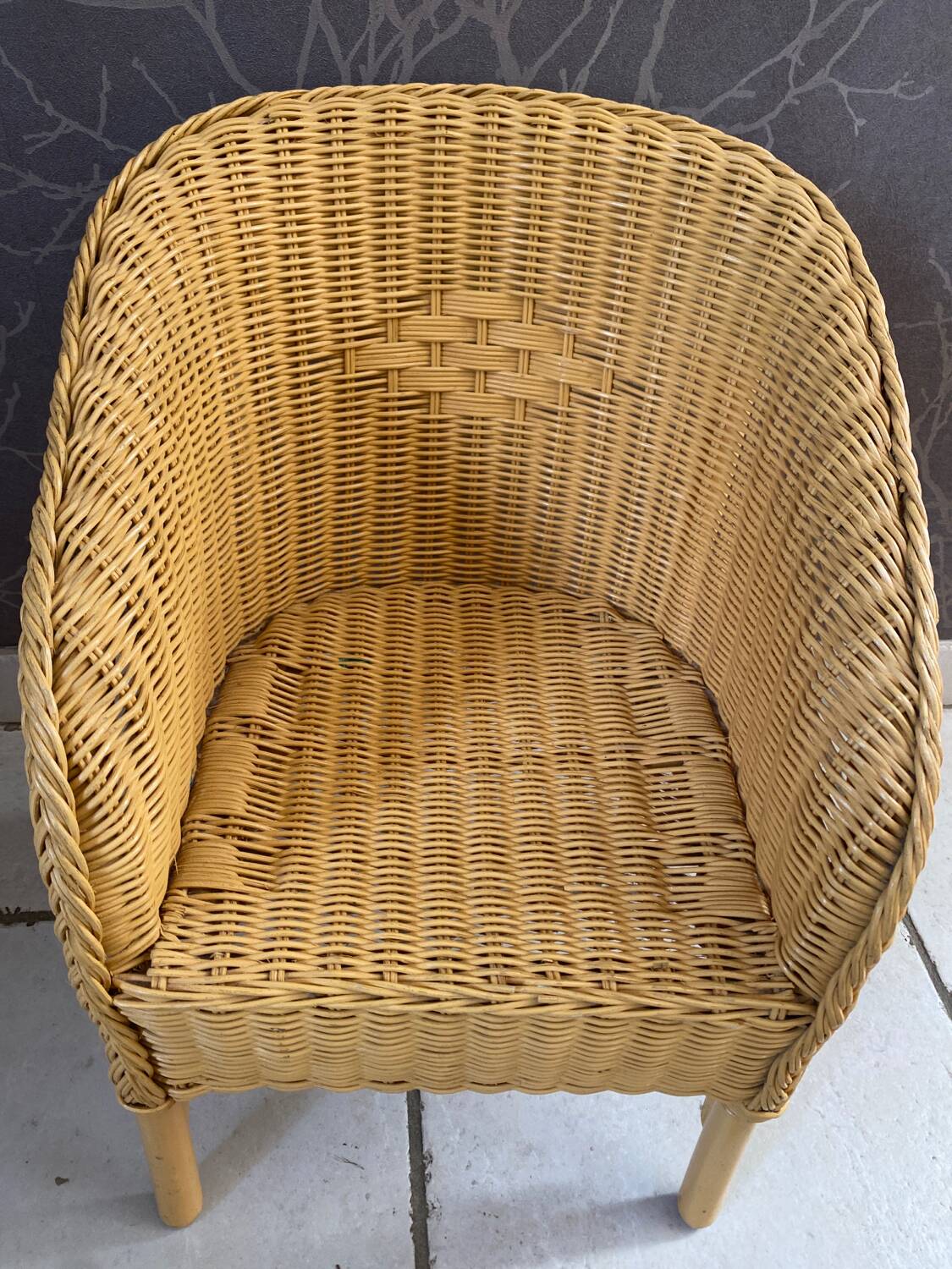 Fauteuil enfant en rotin vintage