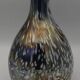 Vase vintage, design moderniste, brun reflets chrome tacheté blanc 25 cm