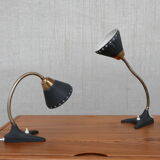 Paire de lampes de table suédoises en laiton du milieu du siècle