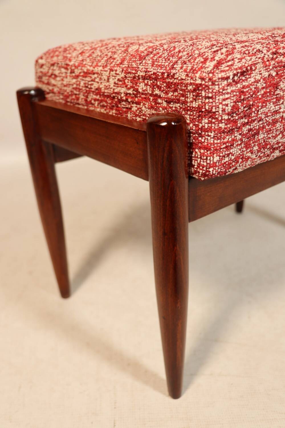 Vintage armchair and footrest red lobster Boho style fabric design by H.Lis 300-190 model