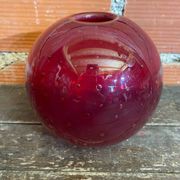 Vintage 1970s Murano Red Bubble Glass Ball Vase Soliflore
