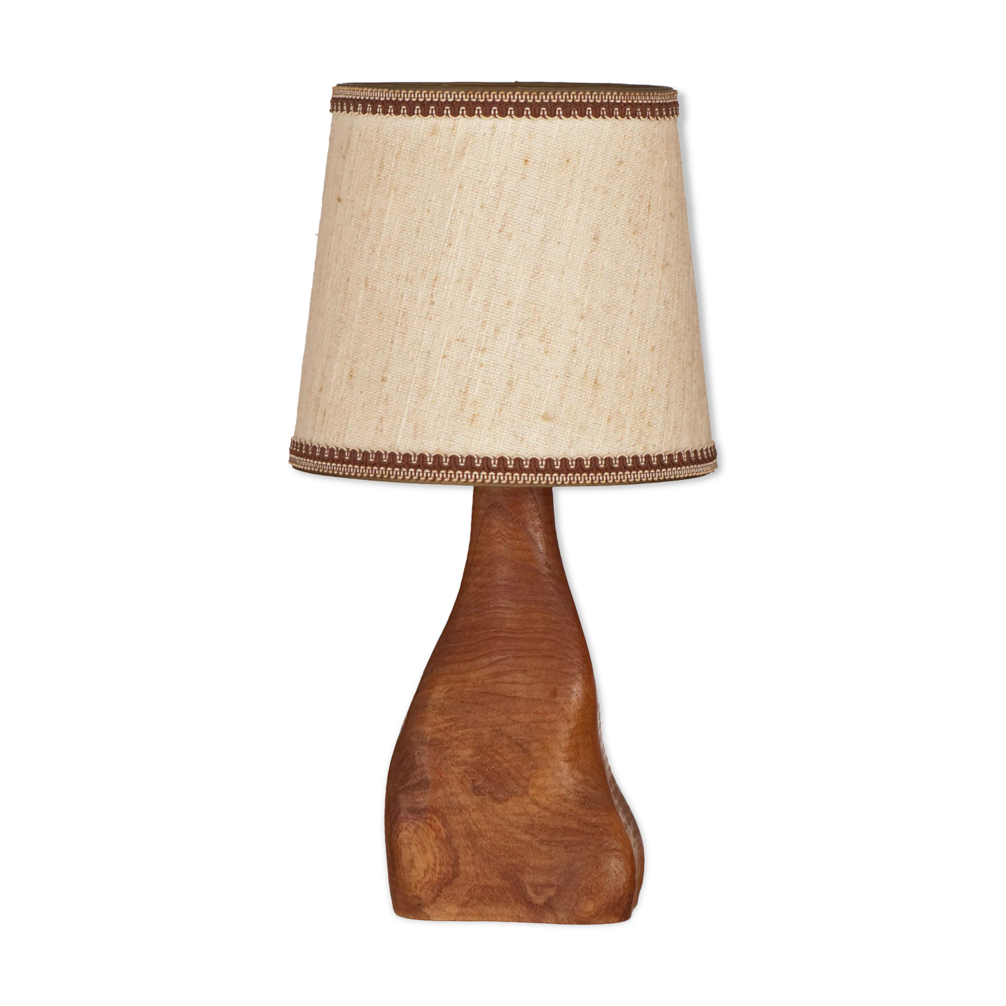 Lampe de chevet en bois d'orme forme libre années 60