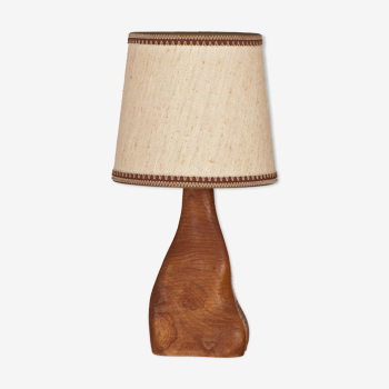 Bedside lamp in elm wood free form 60s