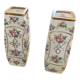 Pair of vases in enamelled and gilded crystal Rose motifs