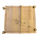 Old Galapagos maritime map with signature of the hydrographic US Navy captains