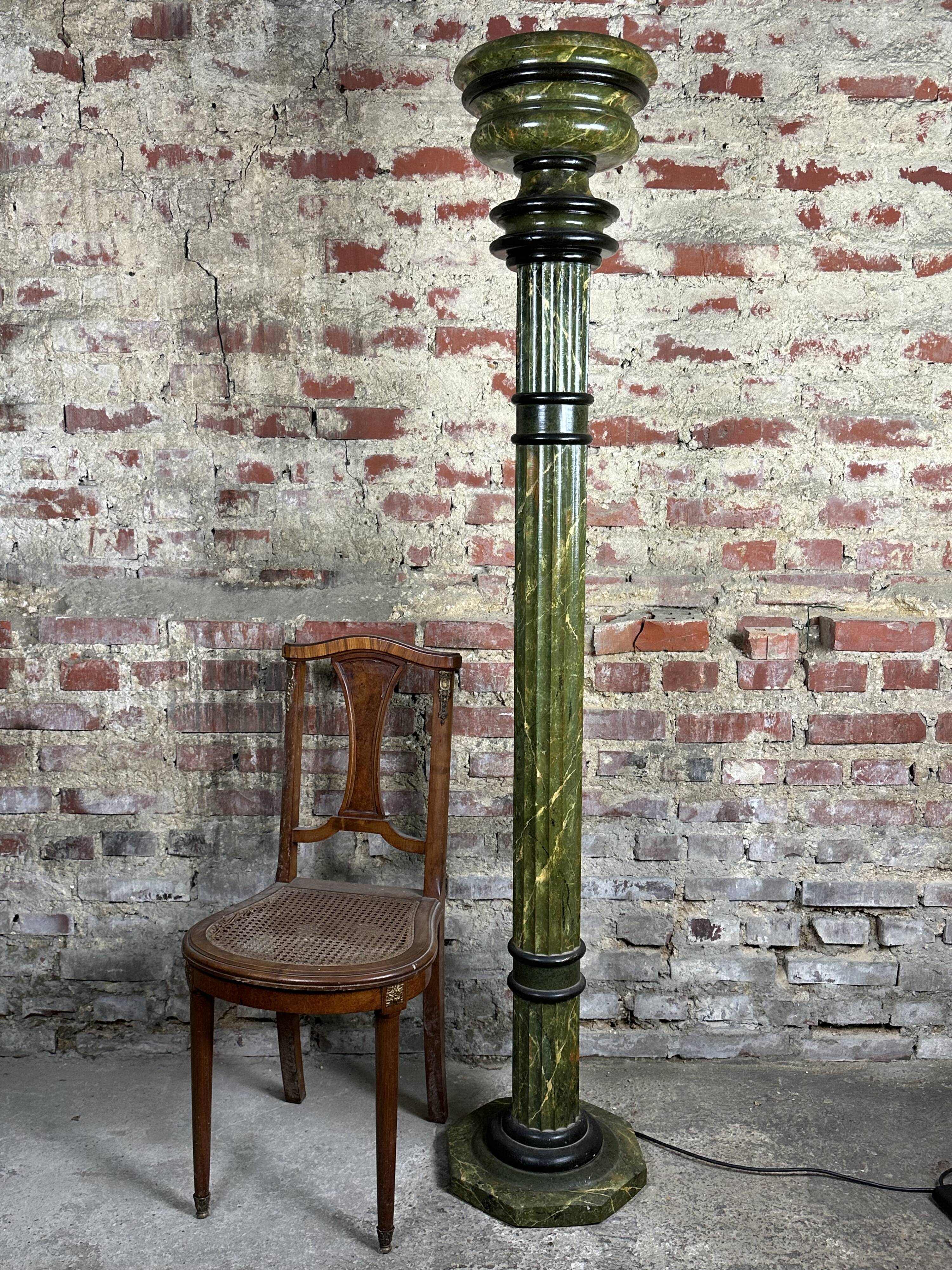 Louis XVI style carved wooden halogen column