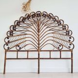 Antique peacock rattan headboard