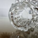 Schneider vase in crystal with prominent stretched texture, 1950s, signed.
