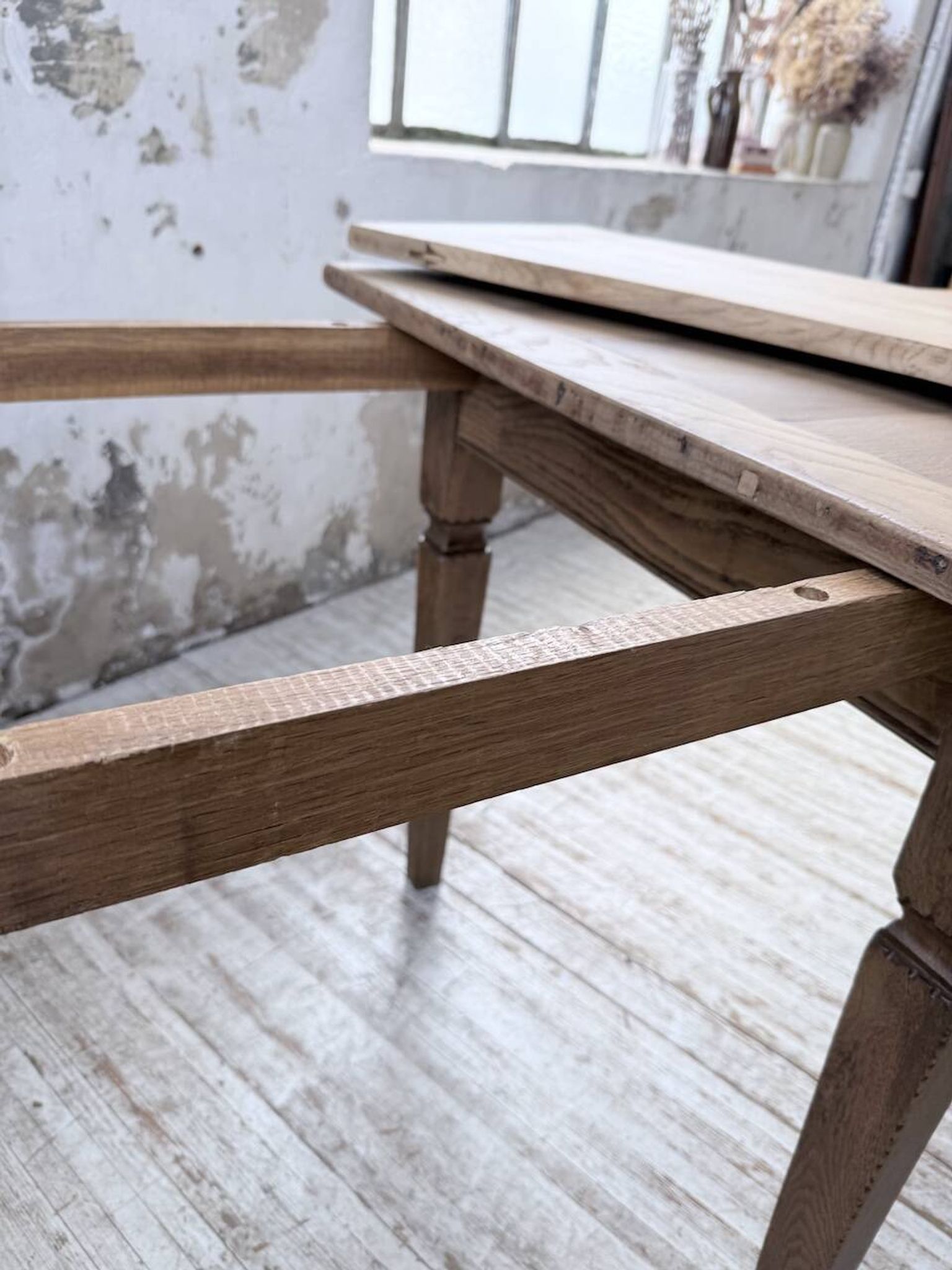 Solid oak farmhouse table with extensions (190-280cm) 1950
