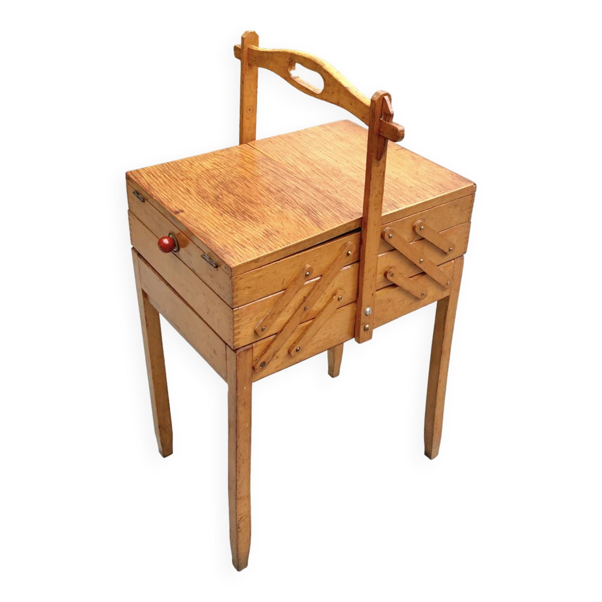 Old large wooden worker - Torck sewing box