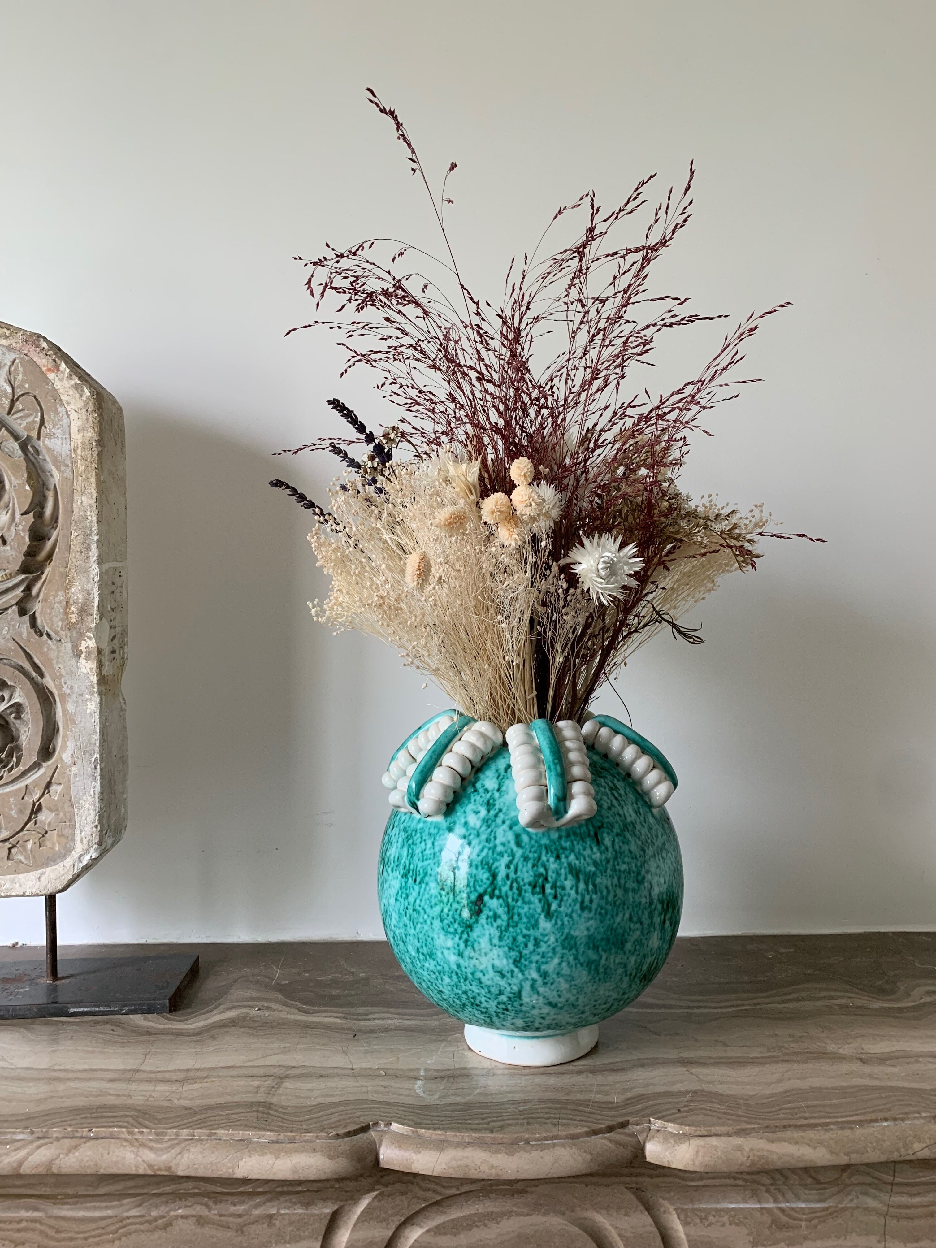 Vase green ball Gustave Asch for Primavera model ball called Sainte Radegonde