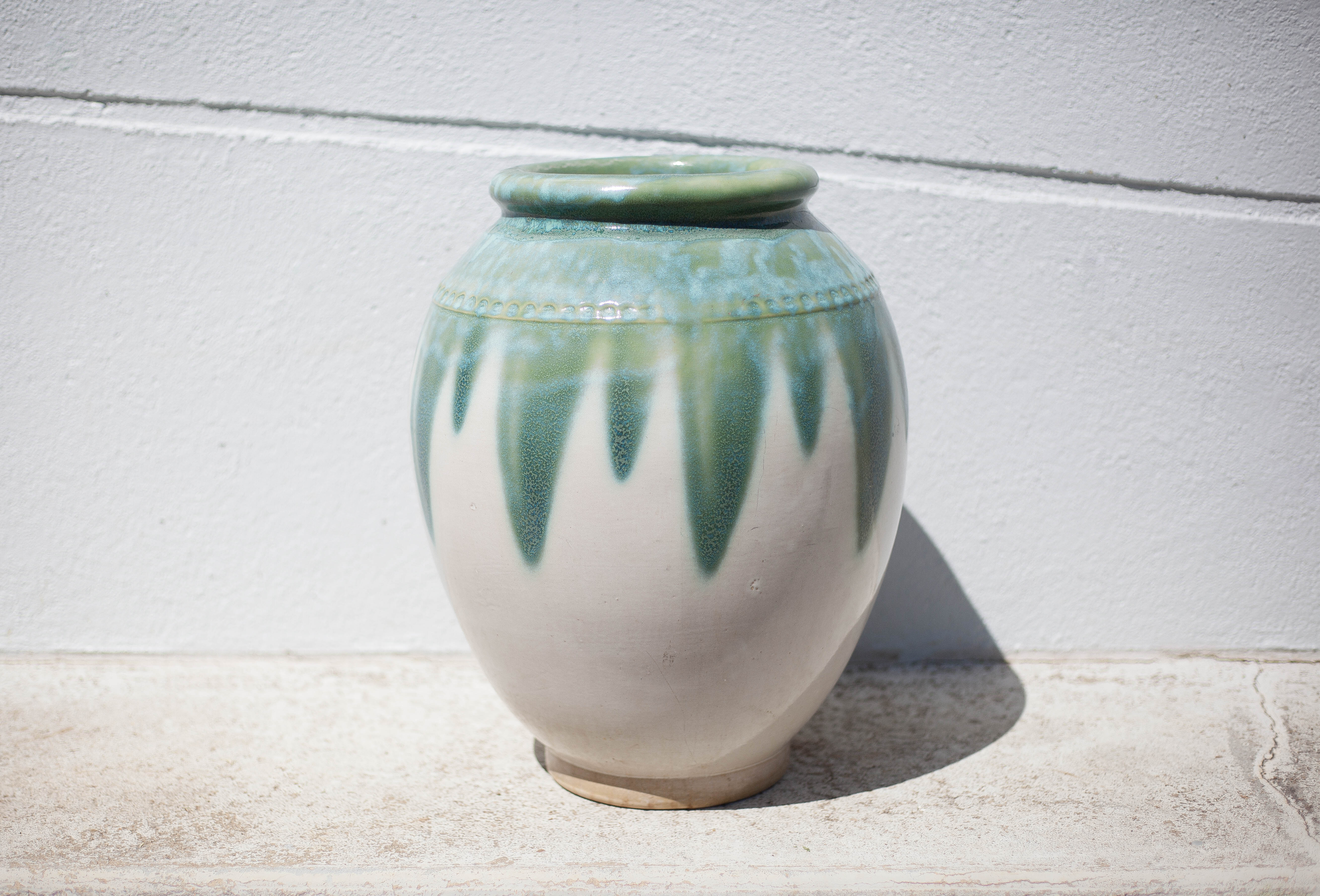 Ceramic pot, jar, glazed planter, vintage pot cover, decoration
