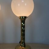 Pair of gilded column lamps Hollywood Regency style