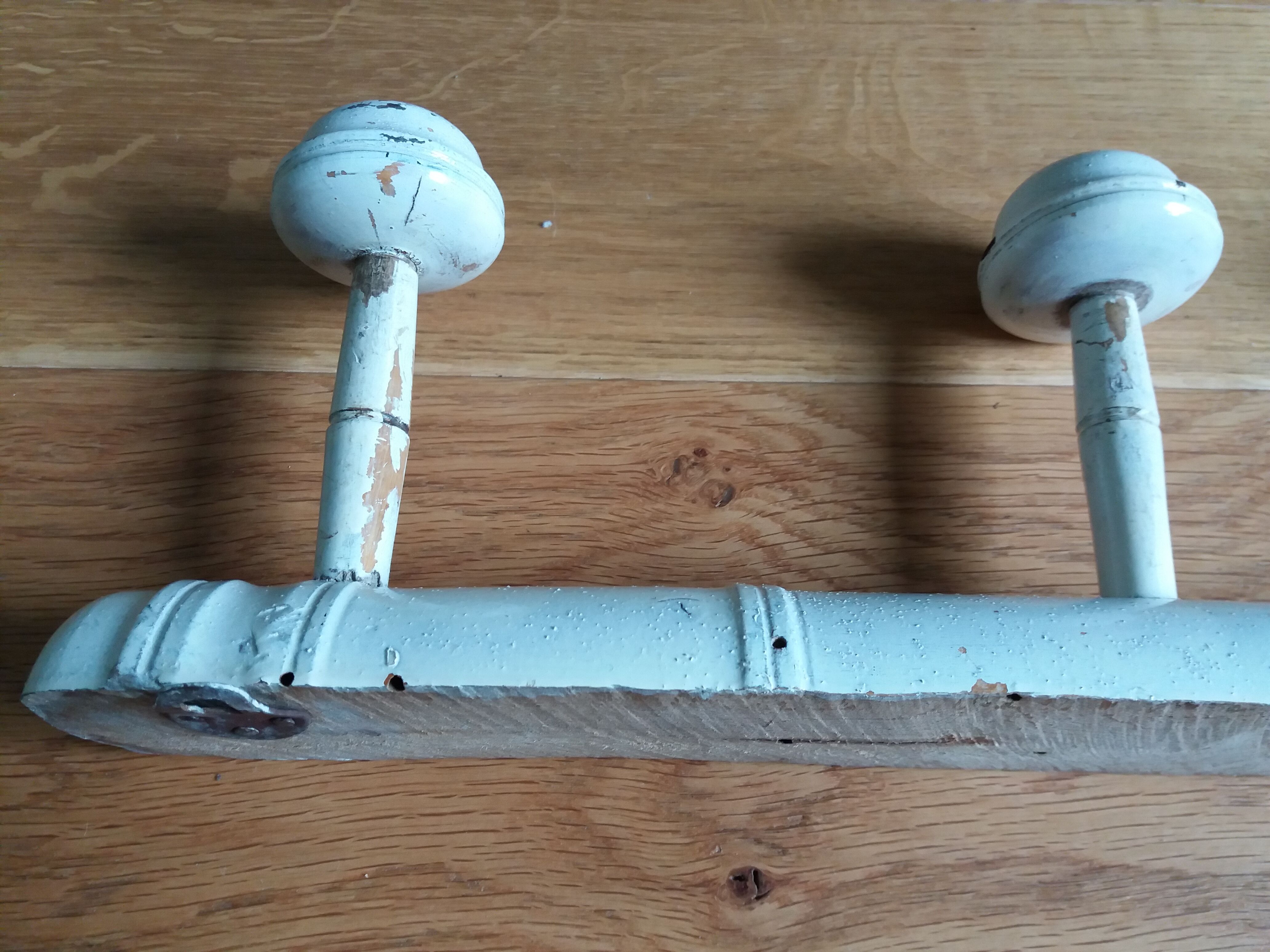 Coat rack three wooden hooks turned bamboo way