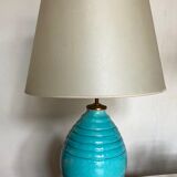 XXL lamp in turquoise blue ceramic St Clément Art Deco XXL