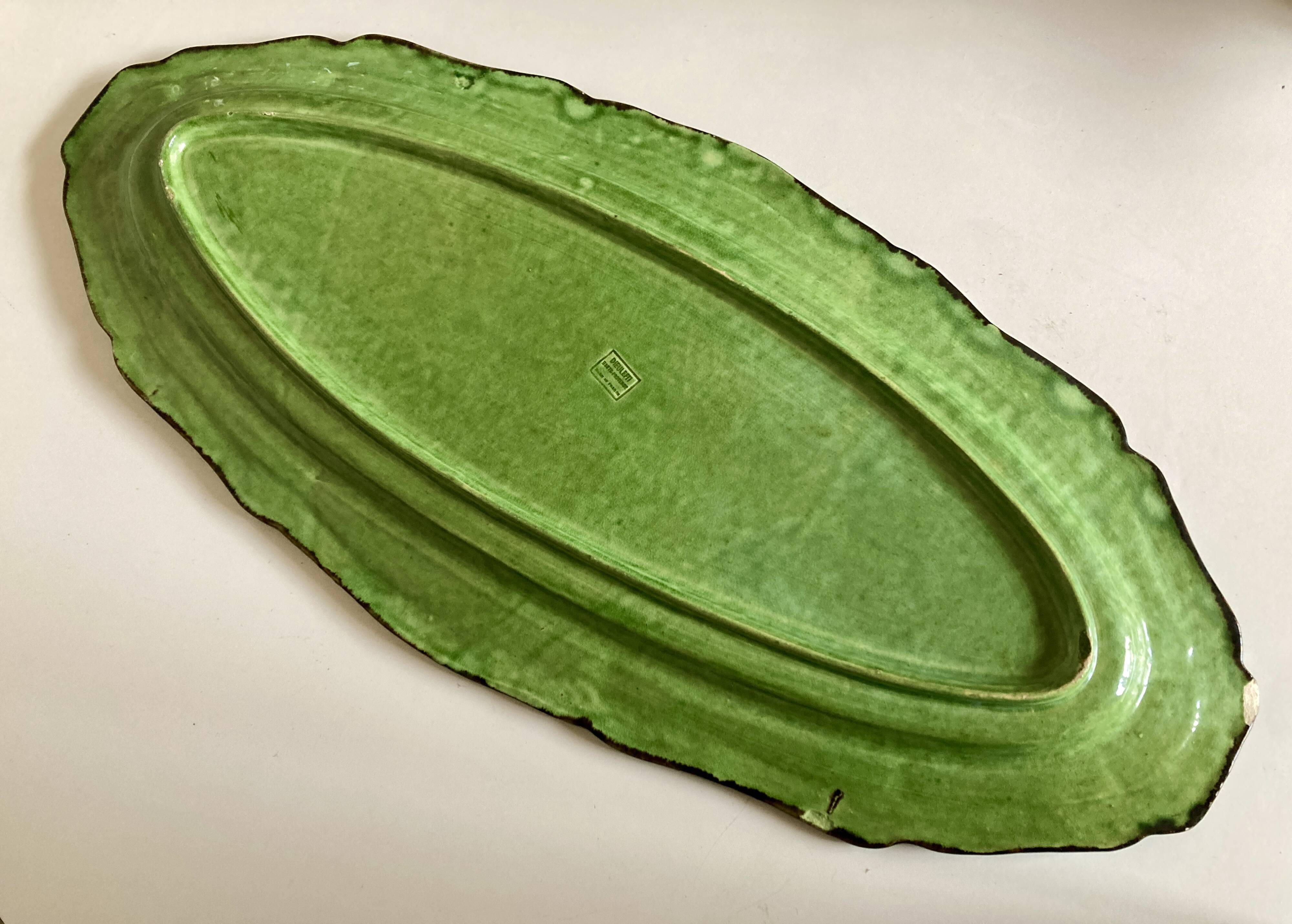 Dieulefit XXXL glazed earthenware dish with fluting 1950