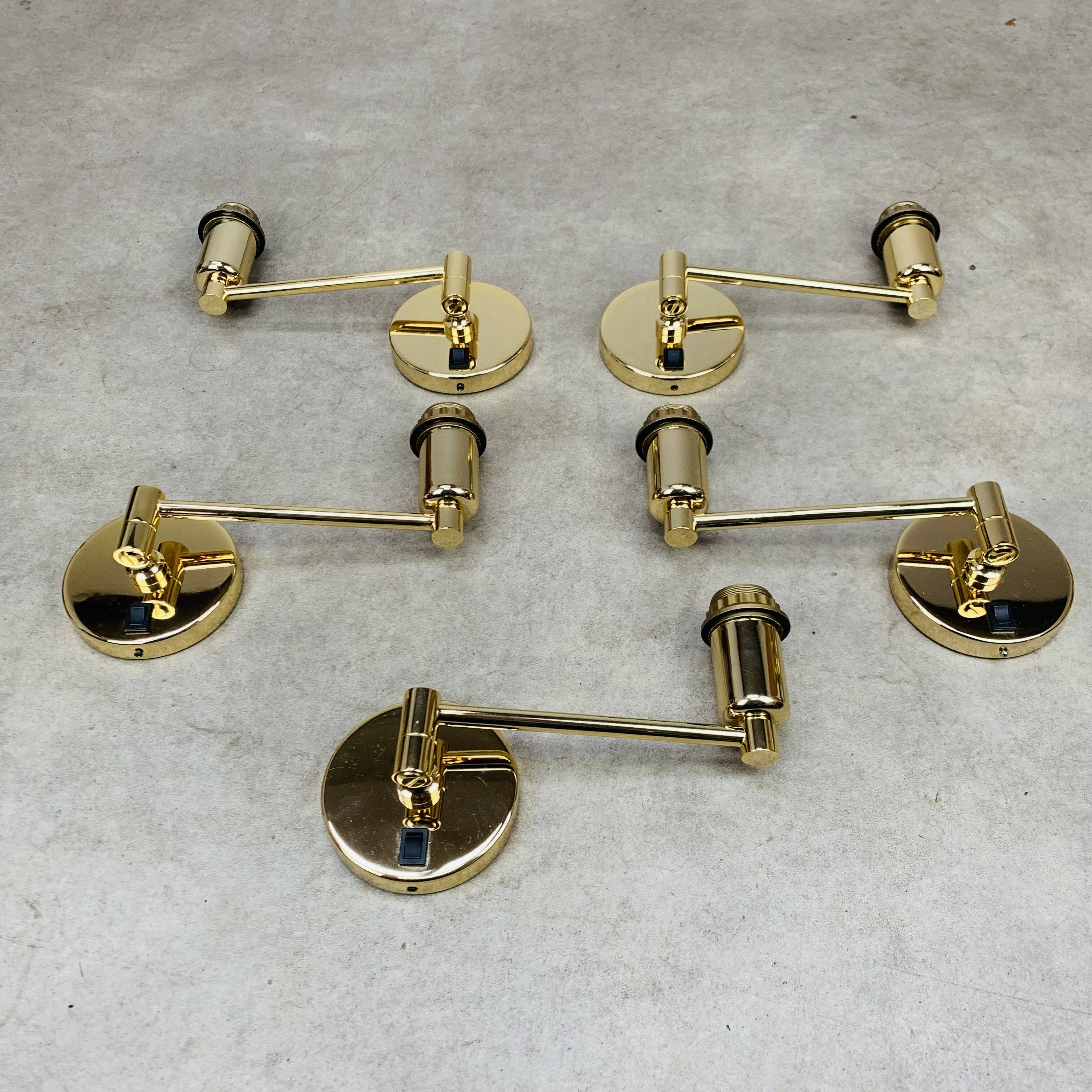 5 gold LED wall lights by LedsC4 in brass