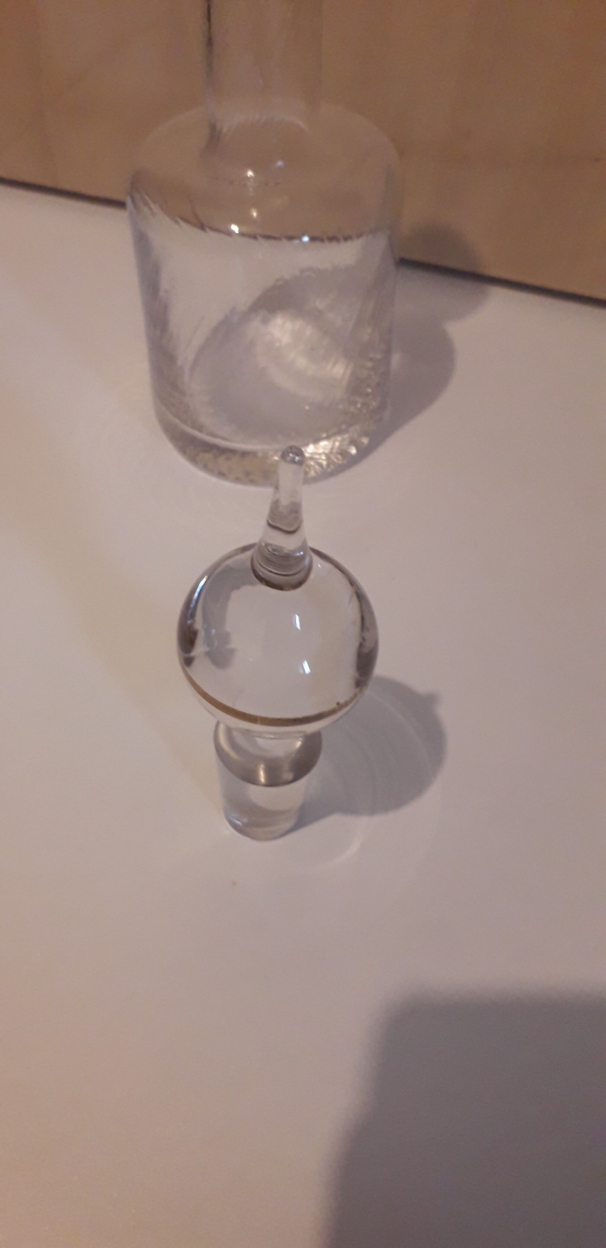 Portieux engraved glass liquor decanter with pretty cap