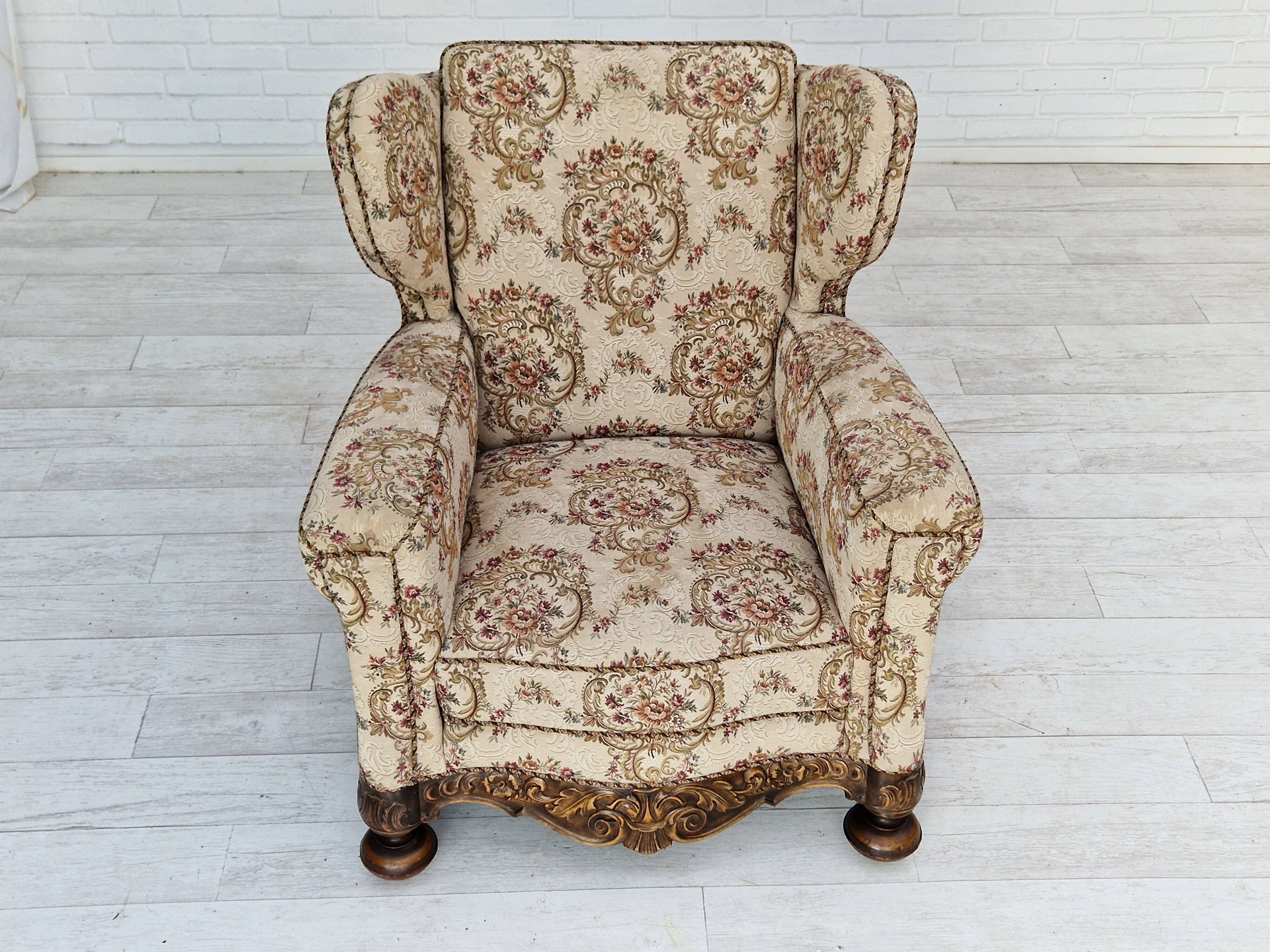 Fauteuil relax danois en tissu années 1950