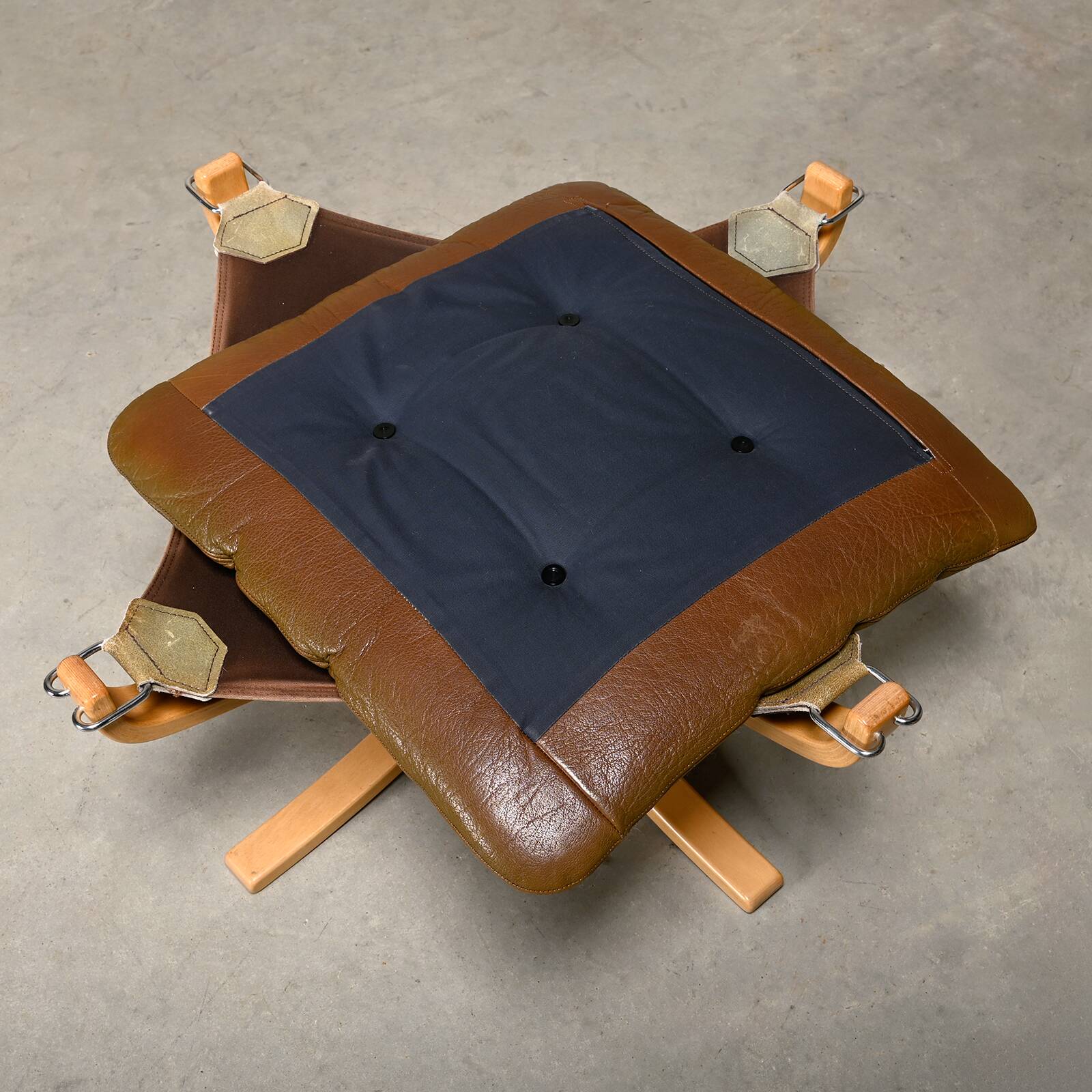 Sigurd Ressell Falcon Chair with Ottoman in brown leather for Vatne Møbler,