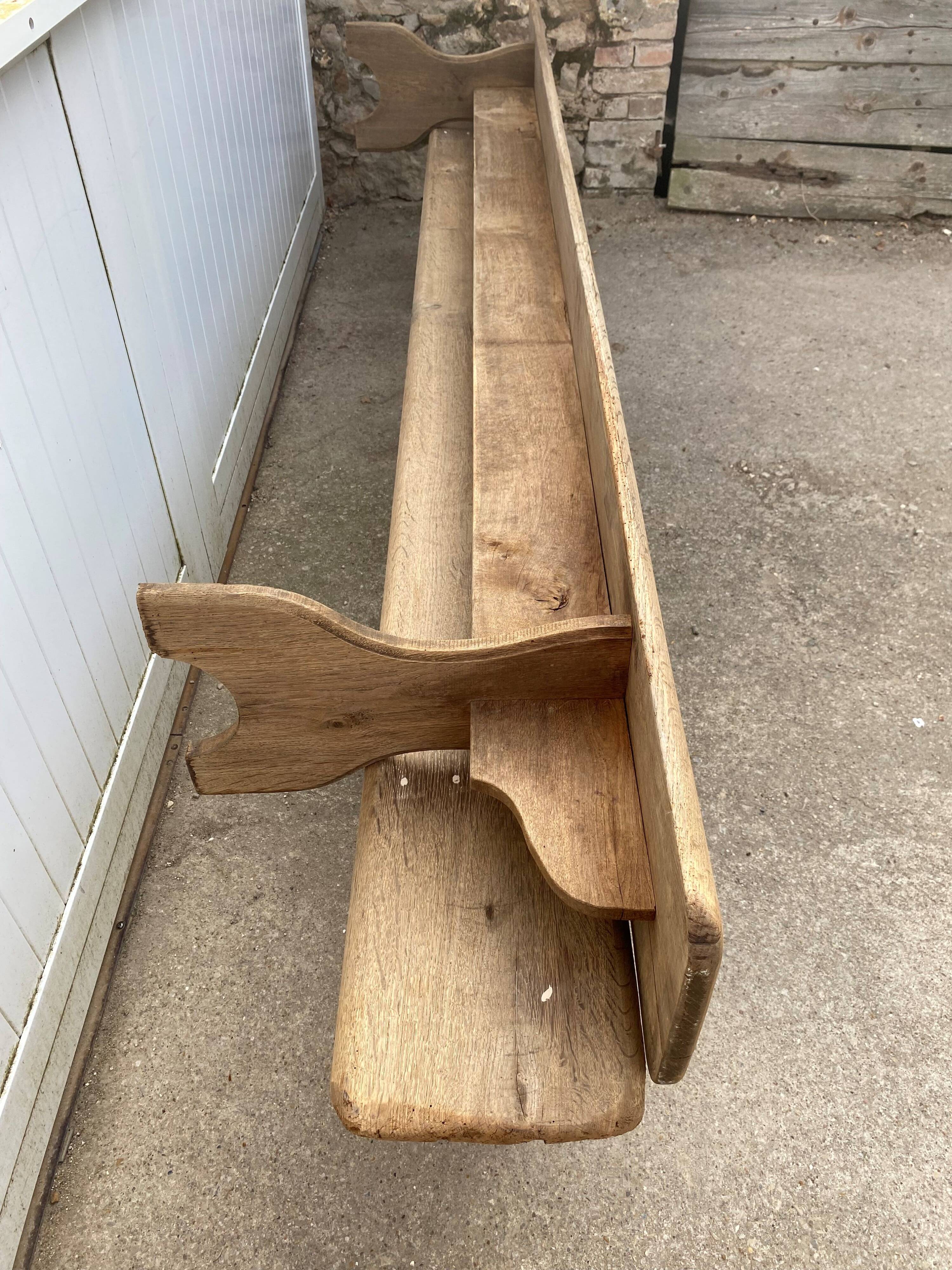 Pair of solid oak wood farmhouse benches 250cm rustic 1900