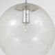 Large glass globe pendant light with bubbles and chrome by Peil & Putzler, Germany, 1970s.