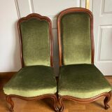 Paires de fauteuils en velours vert