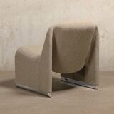 Fauteuils Alky Lounge Giancarlo Piretti en laine bouclée gris pierre, Anonima Castelli