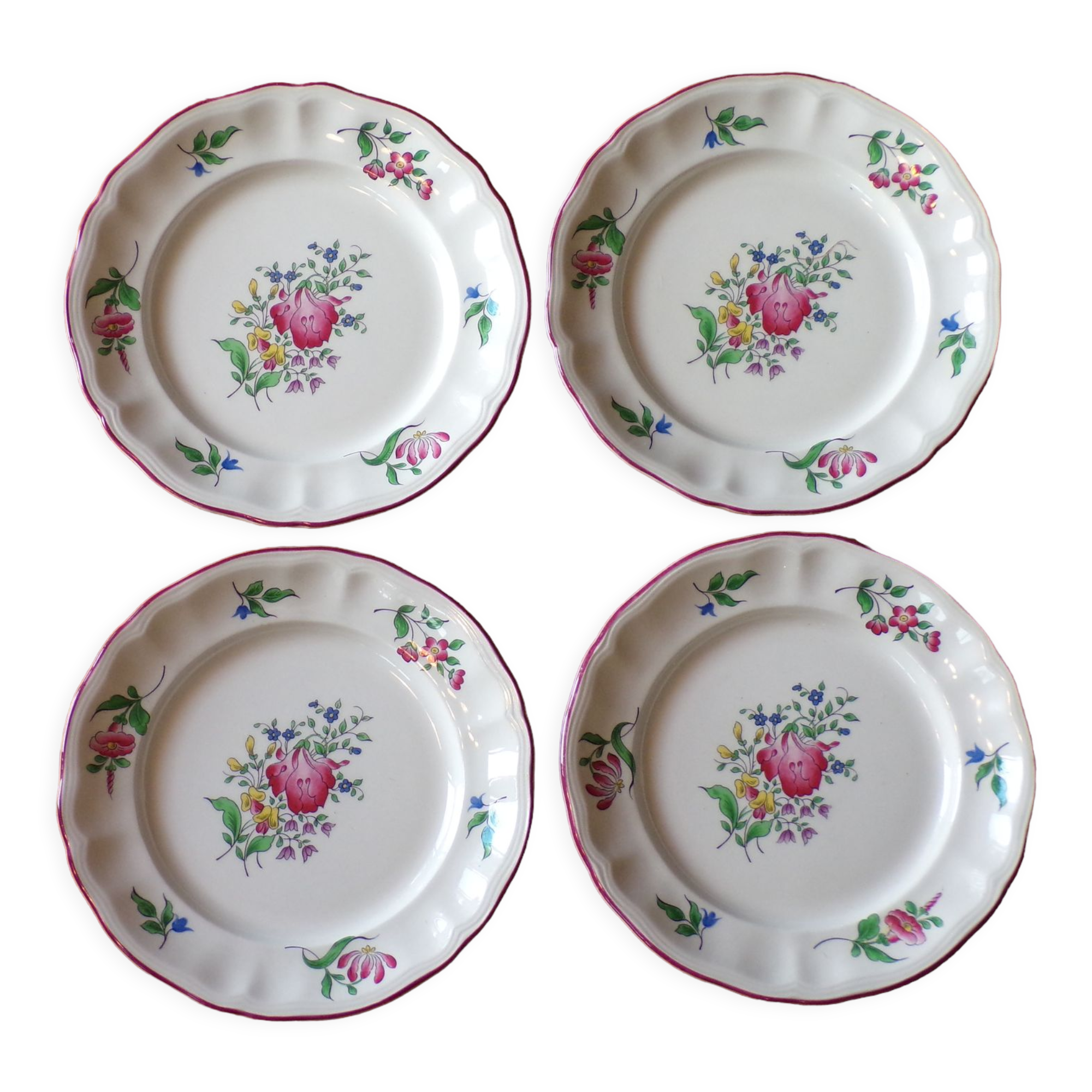 4 dessert plates Lunéville Kg street lamp
