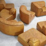 Leather modular sofa, 7 elements, 70s