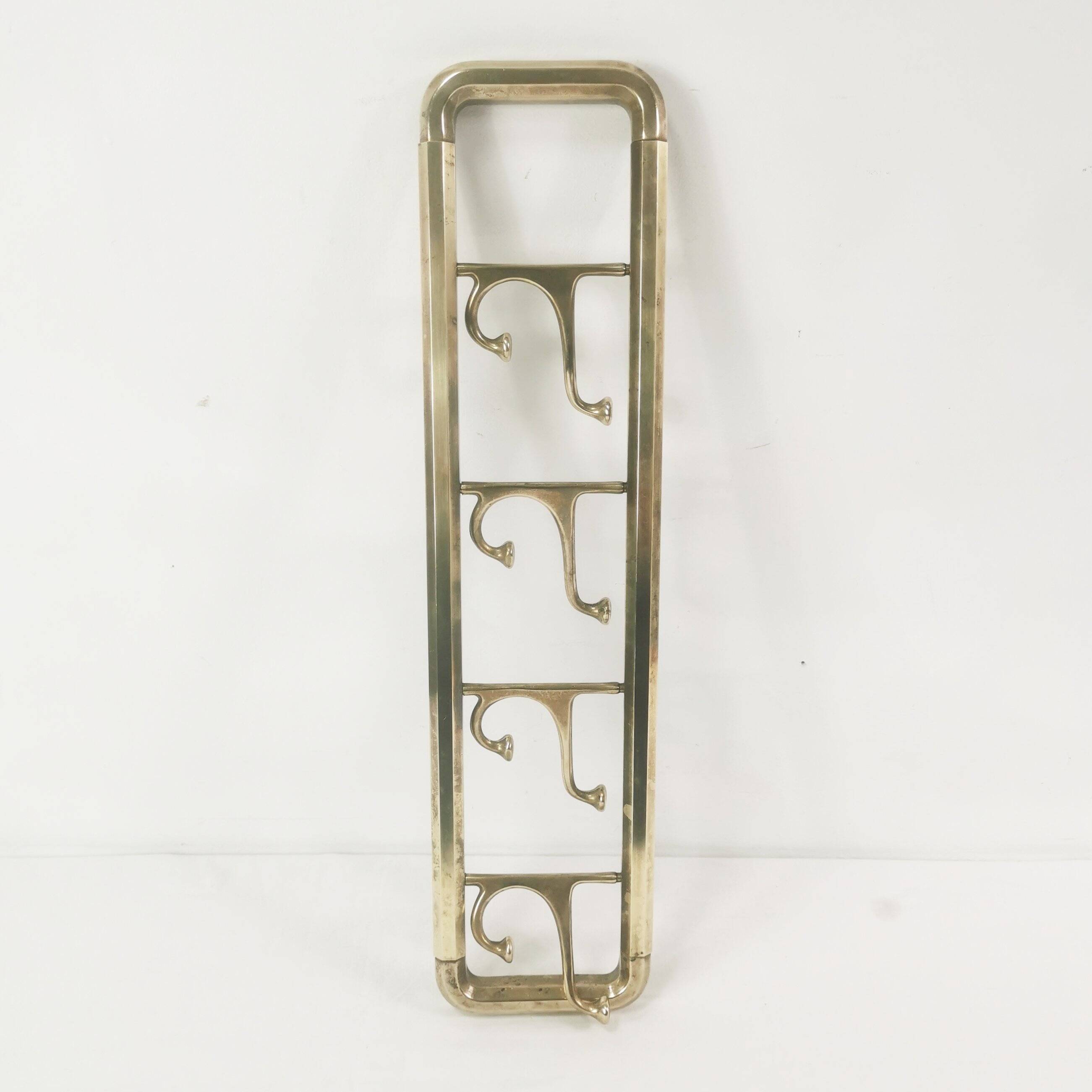 Art Deco brass wall hanger, Austria, 1940s.