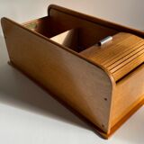 Wooden box with curtain vintage storage