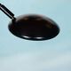 Matte black space age arc lamp, vintage 70s arc lamp.