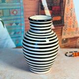 Striped black Kasbah curved artisanal vase