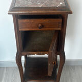 Nightstand / side table in wood and marble, late 19th century.
