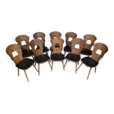 Suite de 10 chaises de bistrot Baumann modèle "Gentiane" vintage, années 1960