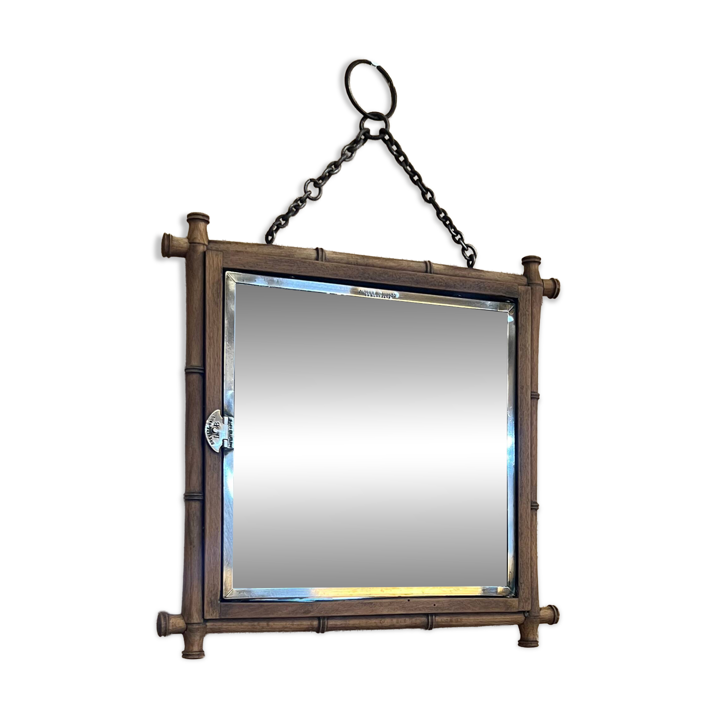 Miroir triptyque en bambou et laiton 1876