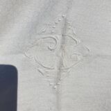 Monogrammed damask ivory tablecloth 160x145