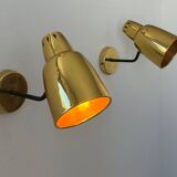 Pair of vintage adjustable wall lights, brass, France 1960