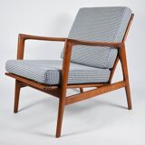 Fauteuil scandinave original Stefan, entièrement restauré, icône des années 1960, pied de poule