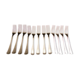 Service of 12 table forks in silver metal Christofle chevron model