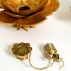 Two beautiful, large, gilt wall lamps, "Water Lily," Italy, 1960s