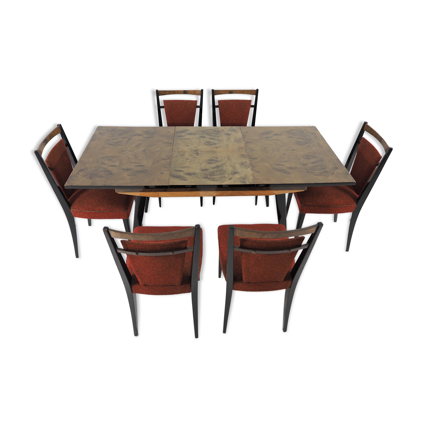 Table and 6 chairs for the dining room of the '70s