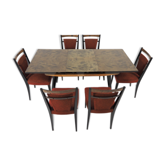 Table et 6 chaises pour la salle à manger des années 70