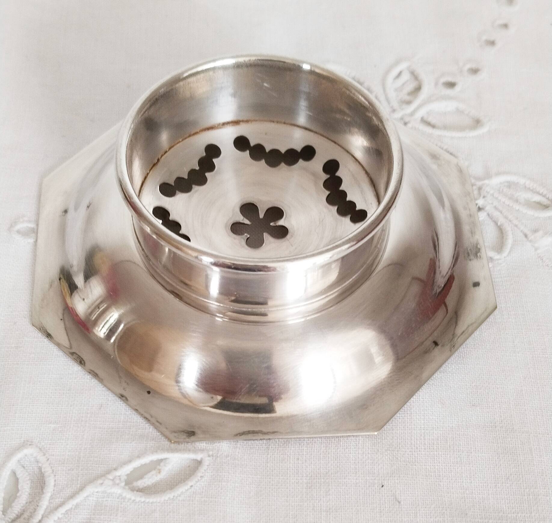 Antique Coquillor Junior butter dish in silver metal